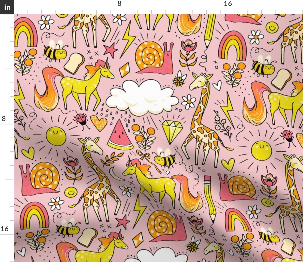 Optimism - Happy Lil Things (large on pink)