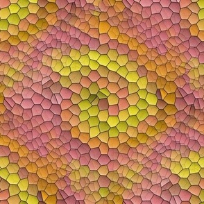 shell mosaic, medium large scale, watermelon red pink mauve rose orange coral salmon yellow green marigold lemon lime snakeskin animal prints