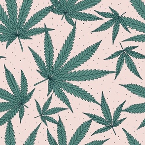 #217 Marijuana leaves on pink background