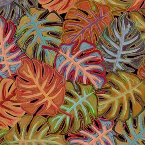 tropical leaves earthy rustic tones