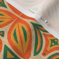 Abstract Bohemian Butterfly Visually Linen Textured in Oranges and Dark Green