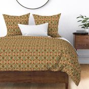 Abstract Bohemian Butterfly Visually Linen Textured in Peach Siena and Green