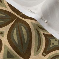 Abstract Bohemian Butterfly Visually Linen Textured in Asparagus Moss Green and Dark Chocolate Brown