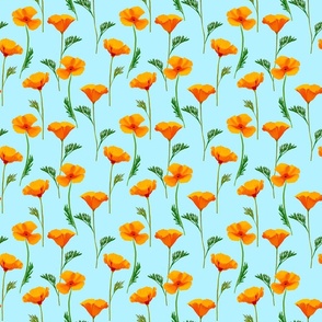 California Poppies, Sky Blue by Brittanylane