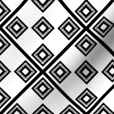 Farmhouse Squares in Squares Tiles, Black on White by Brittanylane