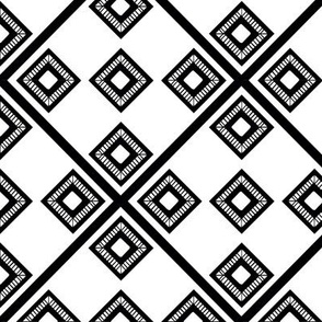 Farmhouse Squares in Squares Tiles, Black on White by Brittanylane