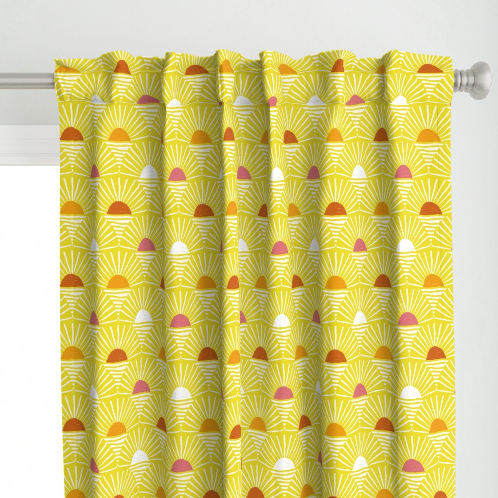 retro sunshine horizons -  lemon lime, watermelon, marigold -LARGE