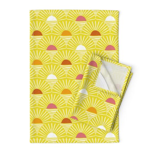 retro sunshine horizons -  lemon lime, watermelon, marigold -LARGE