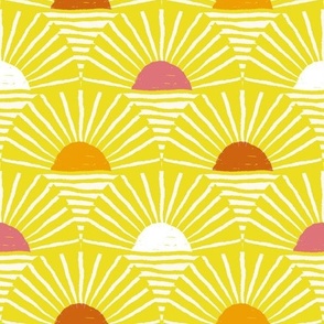 retro sunshine horizons -  lemon lime, watermelon, marigold -LARGE