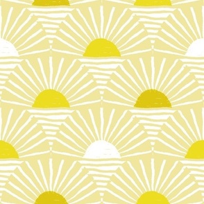 retro sunshine horizons -  soft lemon yellow and lemon lime - LARGE