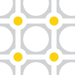 Simple  Gray with Yellow Dot—Bold Minimalism, Mid-Century Modern Geometric