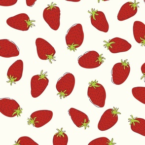 Half Drop Pattern Strawberries Colour 2 Large