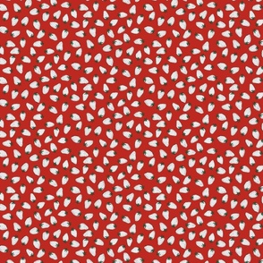Half Drop Pattern Strawberries on Red Small