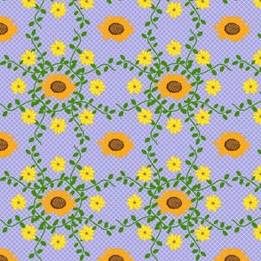 Sunflowers and Daisies Vintage Lilac