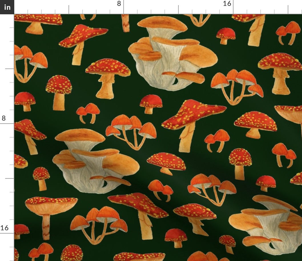 Watercolour Vintage Mushrooms V1 - Large Scale 