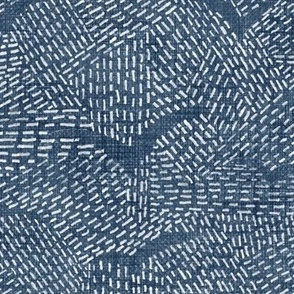 Sashiko Seagulls in Indigo Blue (large scale) | Hand stitched birds, Japanese sashiko stitching on deep blue linen texture, kantha quilt, ocean decor, blue and white rustic bird pattern.