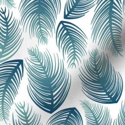 Palm Leaves - Blue Ombre + White