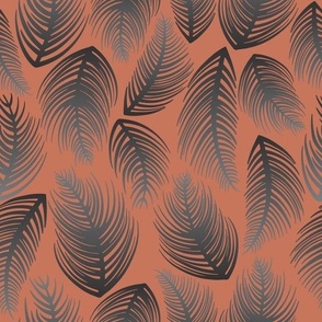 Palm Leaves - Gray Ombre + Terra Cotta