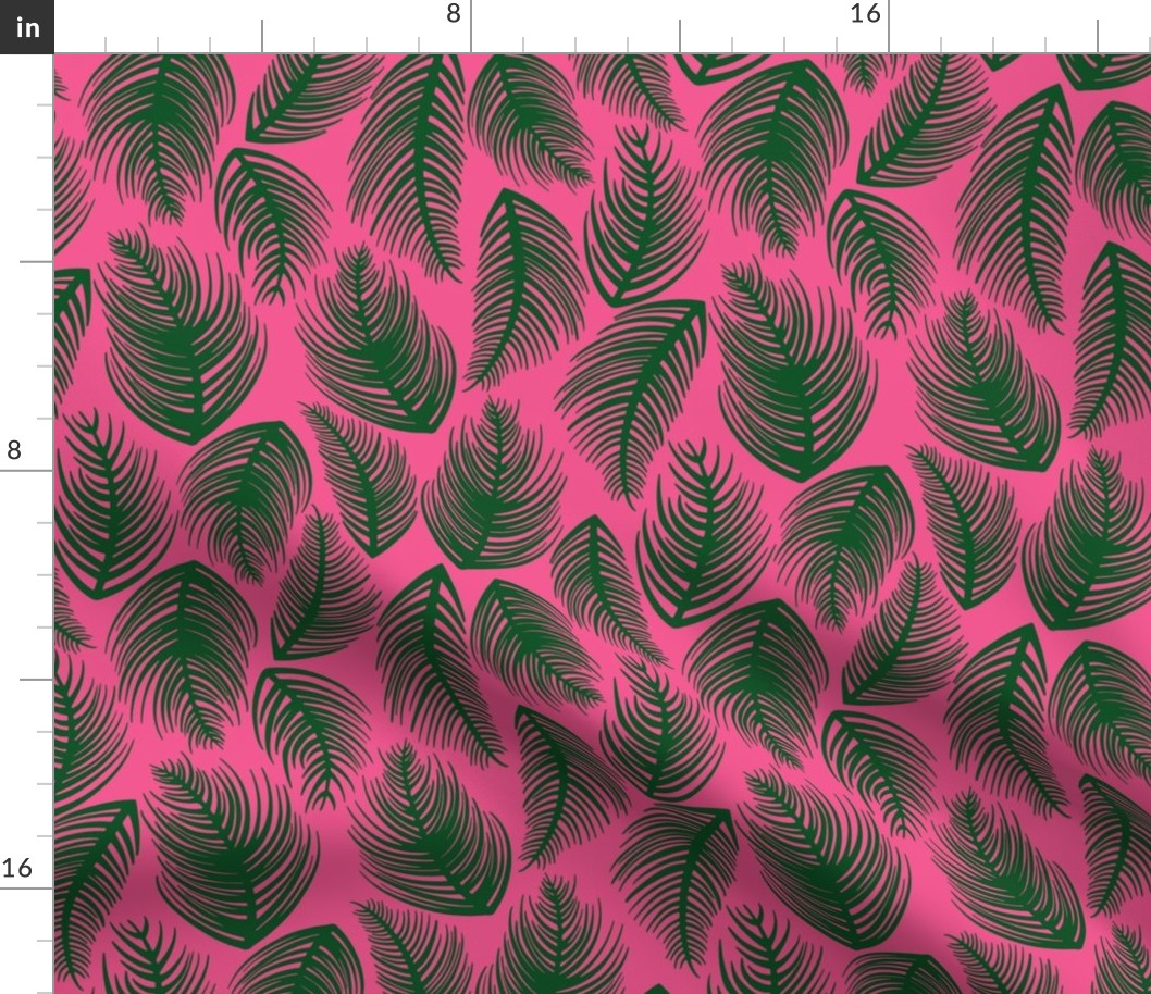 Palm Leaves - Green + Pink