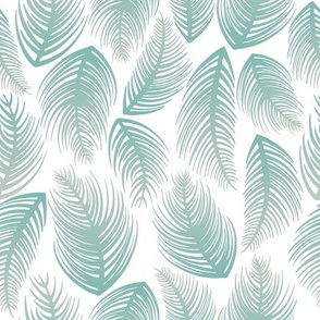 Palm Leaves - Pastel Blue Ombre + White