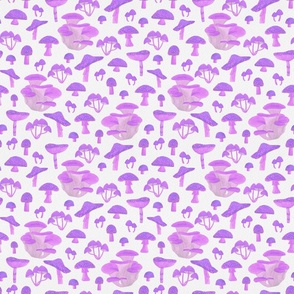 Pink Watercolour Mushrooms Seamless Pattern - Small Scale