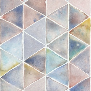 Watercolor stripes stars triangles JUMBO REPEAT