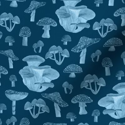 Monochrome Blue Mushrooms - Small Scale