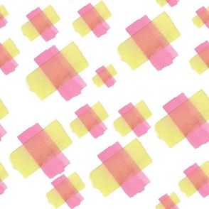 Watercolor Abstract pink yellow lines