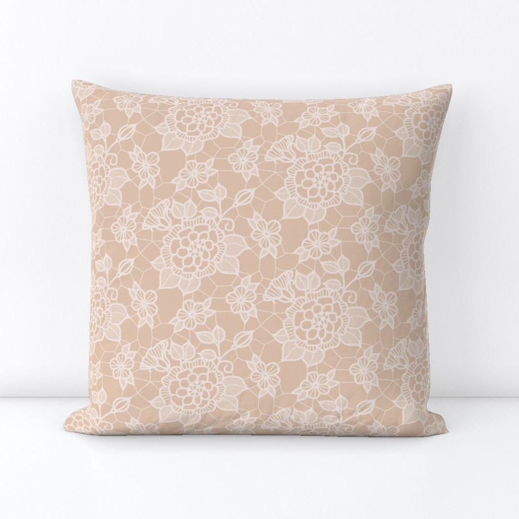 Cream lace flower on mocha