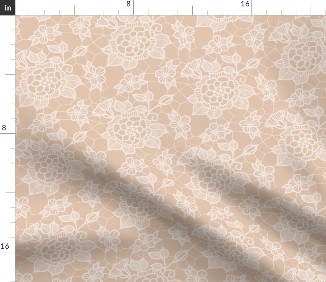 Cream lace flower on mocha