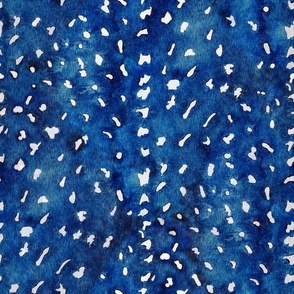 Faux Deer Hide in Navy Blue - Medium  Scale - Spots Dots Watercolor