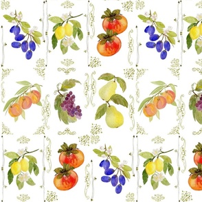 nostalgia-wallpaper-fruit-tiles-yellow-green-blue-orange-red-purple-on-bone