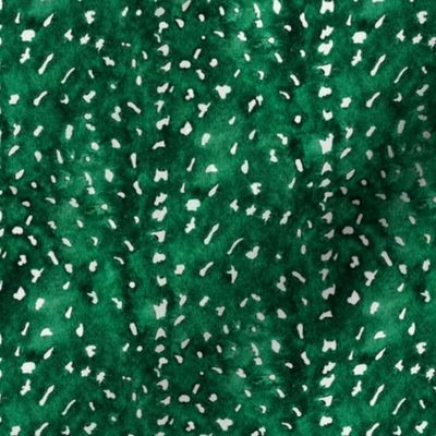 Faux Deer Hide in Emerald Green - Small Scale - Spots Fawn Watercolor