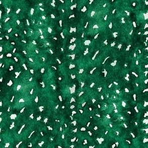 Faux Deer Hide in Emerald Green - Small Scale - Spots Fawn Watercolor