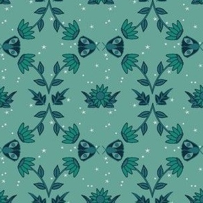 Cute flowers Teal