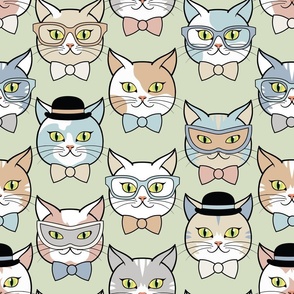 Cats in Hats and Glasses Pastel Palette