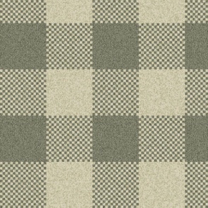 Woven Gingham Plaid Olive Green