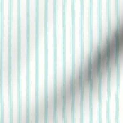 Ticking Stripe: Turquoise & White Thin Stripe, Pillow Ticking