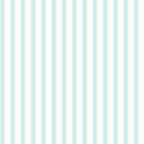 Ticking Stripe: Turquoise & White Thin Stripe, Pillow Ticking