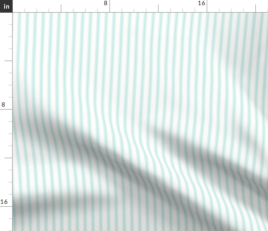 Ticking Stripe: Turquoise & White Thin Stripe, Pillow Ticking