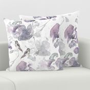 Hummingbird Orchids / Purple Floral / Watercolor / Bee / Large