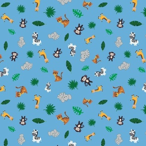 Joyful Jungle in Sky Blue