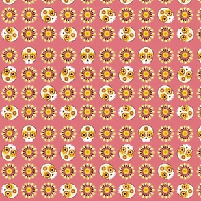 Flowers and Sugar Skulls on Pink - Medium