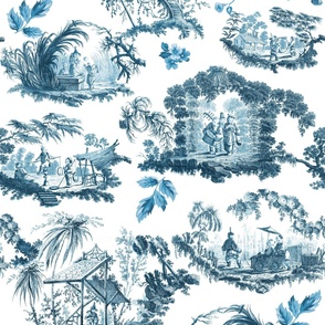 Toile Vintage Chinoise Kinder pattern mid blue - large