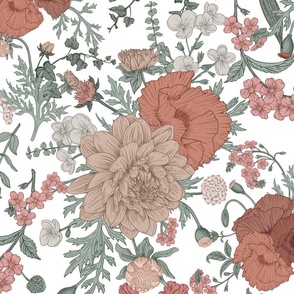 Large Sienna Sketch Floral