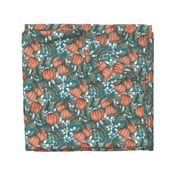 Blooming Citruses Teal (Small Scale)