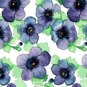 Violet Flowers Watercolor