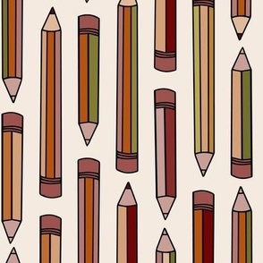 Pencil parade Back to School in autumn halloween colors - for school attire, backpacks, lunchboxes, pencil cases and more.