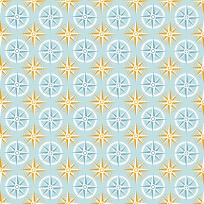 (S) Nautical compass geometric blue marigold 