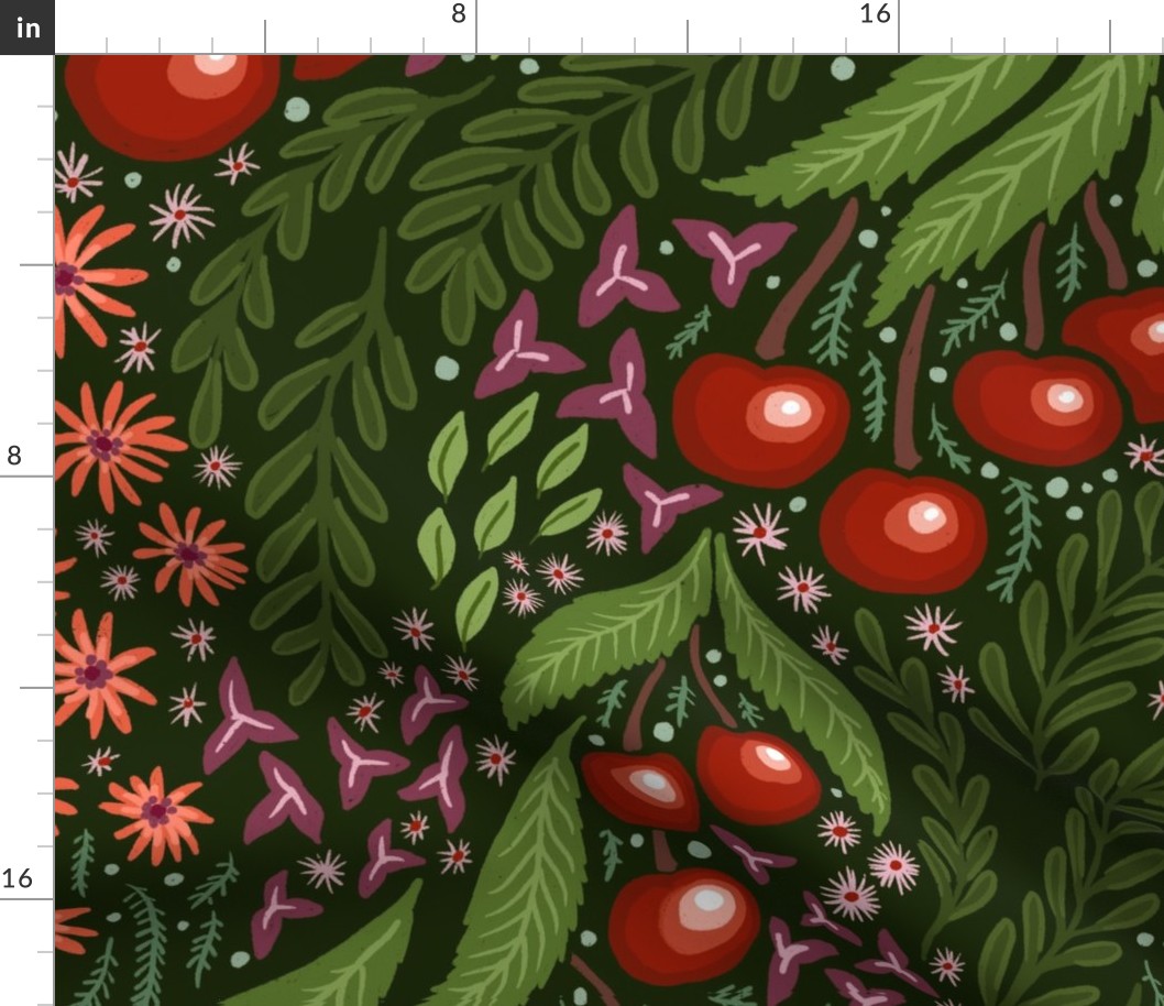 Cherry Festival // Green Background // Large Scale